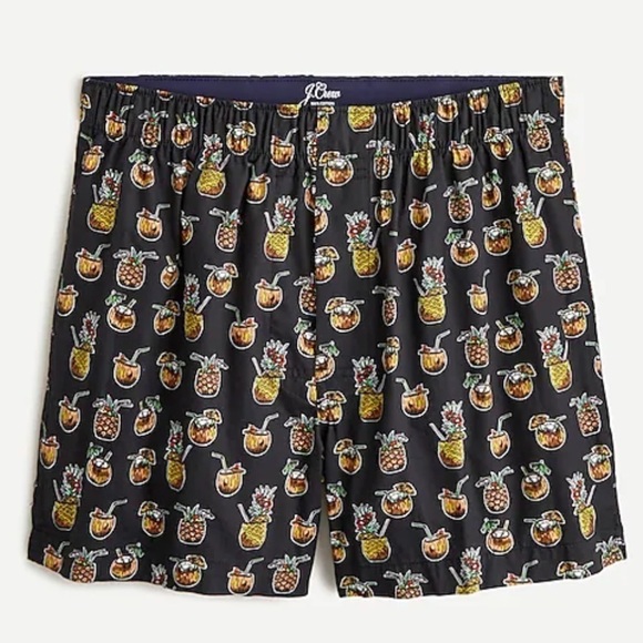 J crew ap860 men’s pineapple printed boxers size XS black gold - Picture 1 of 3